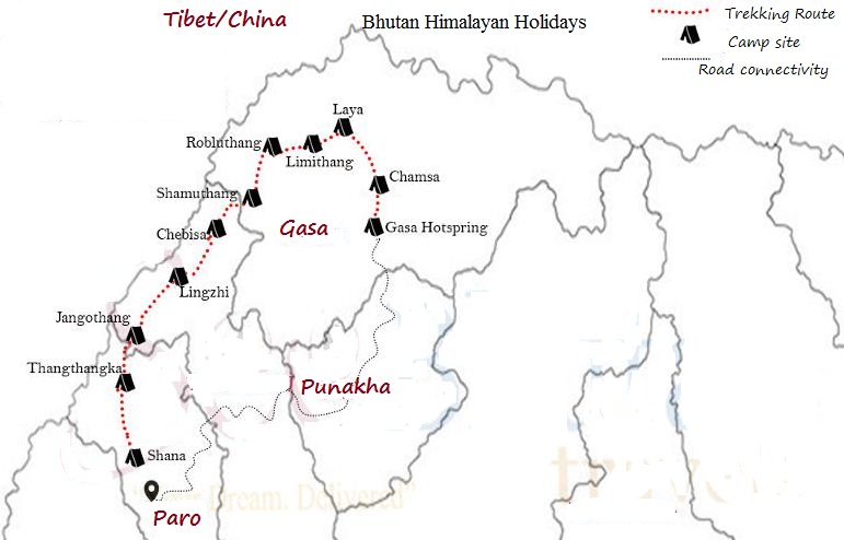 Laya-Gasa-Trek-Bhutan-Route